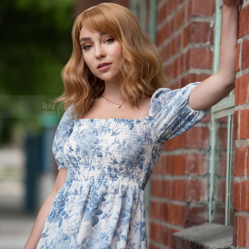 Strawberry Blonde Wavy Wig with Bangs | Her Wig Closet | Beth Dutton | Avery